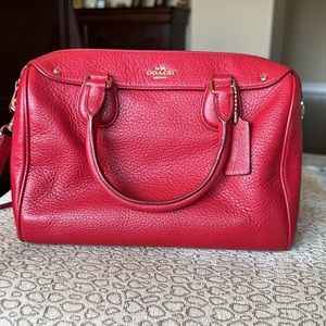 Coach red leather crossbody with removable strap